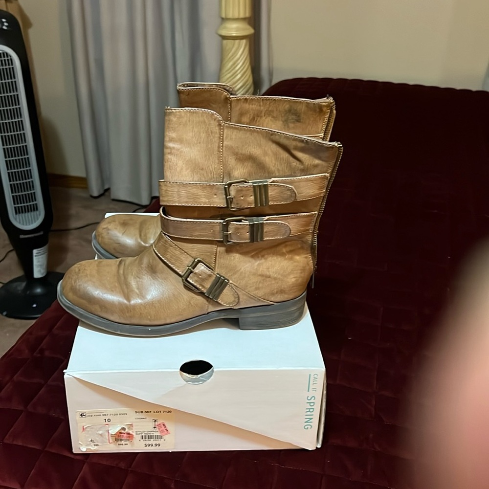 Call it Spring cognac boots size 10